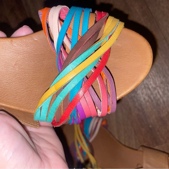 Bueno Multi Color Colorful Leather Block Heel Ankle Strap Size‎ 37 - Picture 9 of 11